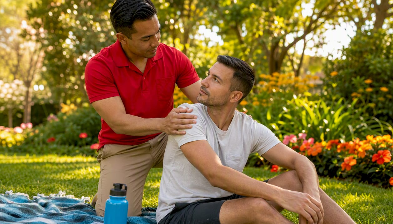 Therapist guiding patient neck exercise