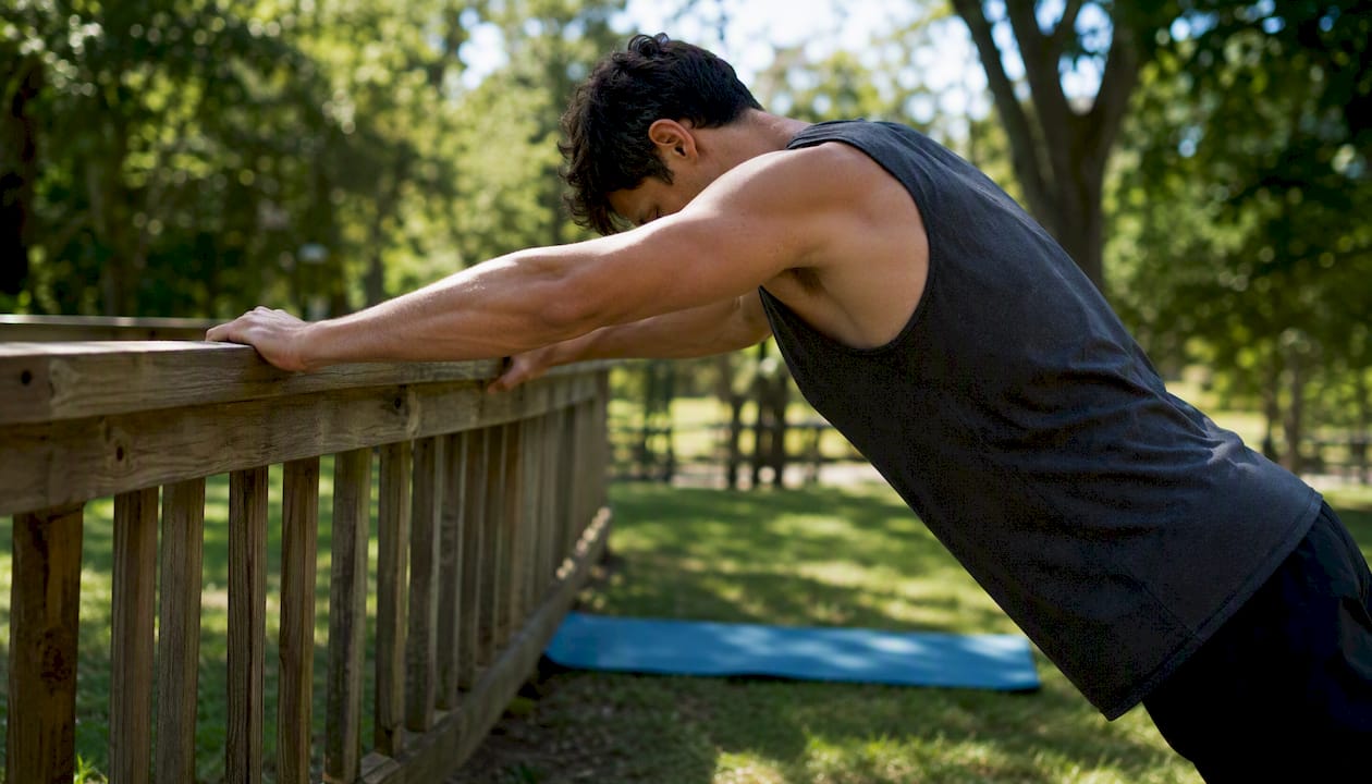 Patient doing scapular push-up plus exercise