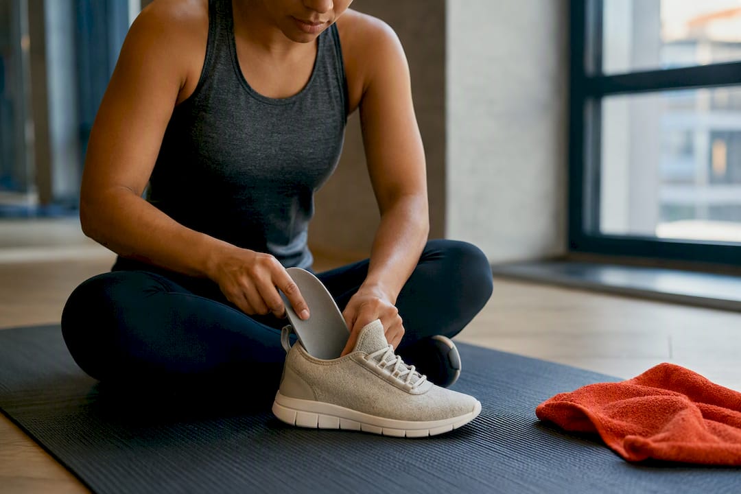 Inserting arch support insole into sneaker