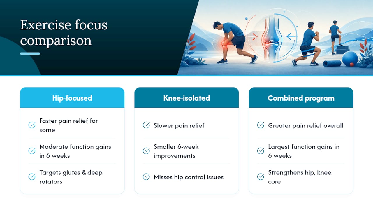 Diagram comparing hip and knee strengthening effectiveness