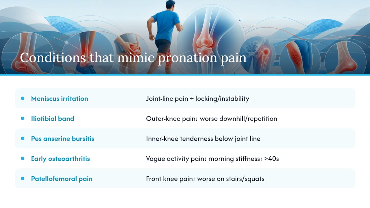 Other Conditions That Mimic Overpronation Knee Pain — overview diagram