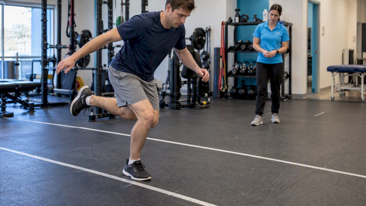 Athlete landing a single-leg hop
